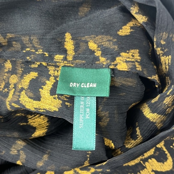 Lauren Ralph Lauren Black Sheer Ruffled Black and Gold Blouse - Picture 8 of 14